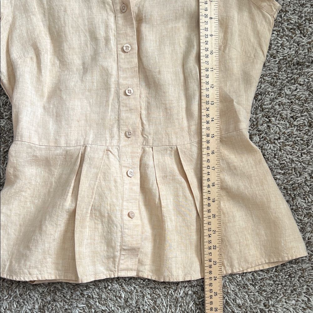 Like New! Thomas Pink 100% Linen Button-Front Belted Peplum Top in Size 8 - Picture 14 of 14
